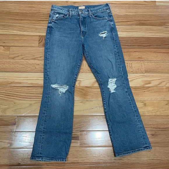 SOLD MOTHER Blue Bloom and Doom high waisted distressed ankle jeans EUC 29 - Picture 4 of 8